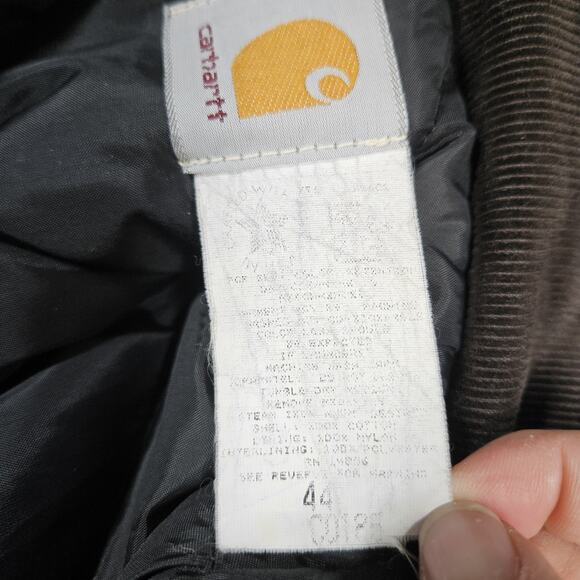 VTG Carhartt C01 Chore Coat Jacket 44 Made in USA Black Quilted Lined Distressed - Picture 9 of 16
